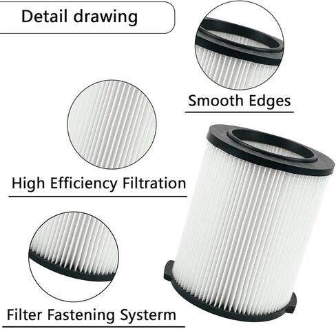 2 Pack VF4000 Replacement Filter for Ridgid Shop Vac 72947 5-20 Gallons Wet Dry Vac 6-9 Gal for Husky Vacuums Cleaner RV2400A RV2600B WD5500 WD0671 in Saudi Arabia