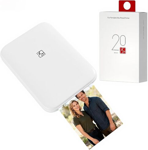 طابعة صور فورية ميني محمولة - Bluetooth 5.0 ، تعمل مع iOS & Android (مع 20 ورقة من 2 × 3 في ورق الصور Zink) in Kuwait