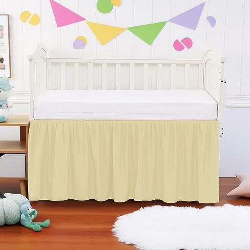 Crib Ruffle Bed Skirt Microfiber Nursery Bedding Skirt for Baby Girls (28" x 52" x 14’’) Inch - Sage Solid in Saudi Arabia