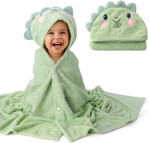 Absorbent Hooded Towel for Kids, Large Child Bath Towels Ultra Soft Coral Fleece Unicorn Dinosaur Poncho Towels with Hood Age 3-8 Years for Infant, Baby, Girls, Boys 27.5 X 55 inch Pink in Saudi Arabia