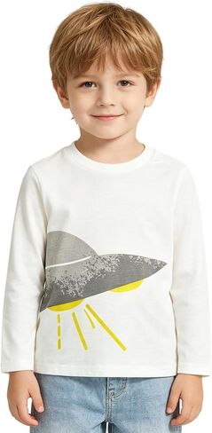 Toddler T-Shirt Long Sleeve Tee Cotton Shirt Daily Wear for Girls Boys 12 Months to 6T in Saudi Arabia