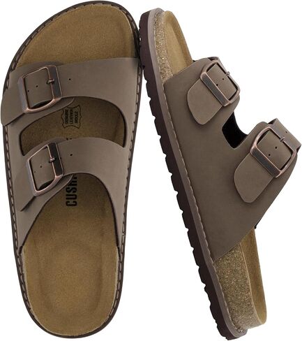 CUSHIONAIRE Plano Slip-On Sandals for Women with Arch Support, Adjustable Buckle Straps, and Stitched Outsole – Casual Flat Summer Womens Sandals in Saudi Arabia