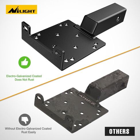 Nilight Universal Trailer Hitch Winch Mounting Plate 10 x 4 1/2 Winch Bracket Winch Mounting 2 Inch Receiver Hitch Heavy Duty Steel 16500Lbs Capacity for ATV UTV SUV Truck Pickup, 2 Years Warranty in Saudi Arabia