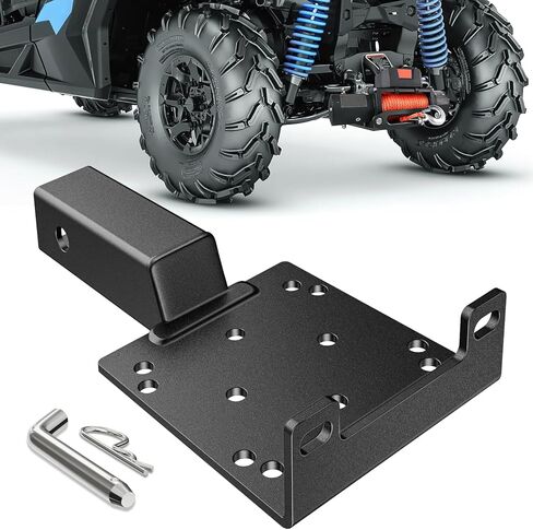 Nilight Universal Trailer Hitch Winch Mounting Plate 10 x 4 1/2 Winch Bracket Winch Mounting 2 Inch Receiver Hitch Heavy Duty Steel 16500Lbs Capacity for ATV UTV SUV Truck Pickup, 2 Years Warranty in Saudi Arabia