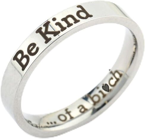 ZhxshwHdd Be Kindful Ring للنساء والرجال، خاتم فضي من الفولاذ المقاوم للصدأ مضحك ملهم قابل للتكديس، خاتم أنيق لطيف للنساء والرجال مجوهرات in Saudi Arabia