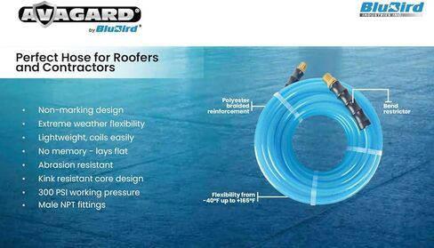 AVAGARD 1/4" x 25' Polyurethane Air Hose - Lightweight, Flexible & Durable Pneumatic Hose for Industrial, Automotive, Construction & Manufacturing, 300 PSI, Ozone, Kink & Abrasion Resistant in Saudi Arabia