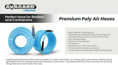 AVAGARD 1/4" x 25' Polyurethane Air Hose - Lightweight, Flexible & Durable Pneumatic Hose for Industrial, Automotive, Construction & Manufacturing, 300 PSI, Ozone, Kink & Abrasion Resistant in Saudi Arabia