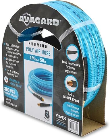 AVAGARD 1/4" x 25' Polyurethane Air Hose - Lightweight, Flexible & Durable Pneumatic Hose for Industrial, Automotive, Construction & Manufacturing, 300 PSI, Ozone, Kink & Abrasion Resistant in Saudi Arabia