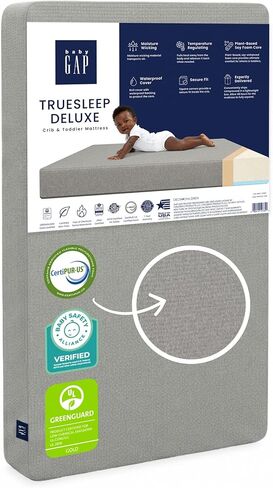 babyGap TrueSleep 2-Stage Deluxe Crib and Toddler Mattress + Delta Children Fitted Crib Sheets for Girls and Boys (Pack of 2), Pink Floral (Bundle) in Saudi Arabia