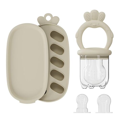 2 Pcs Baby Food Fruit Feeder with Freezer Tray Breastmilk Popsicle Molds Silicone Fruit Feeder for Self Feeding Teething Relief Toys (Blue+Green) in Saudi Arabia