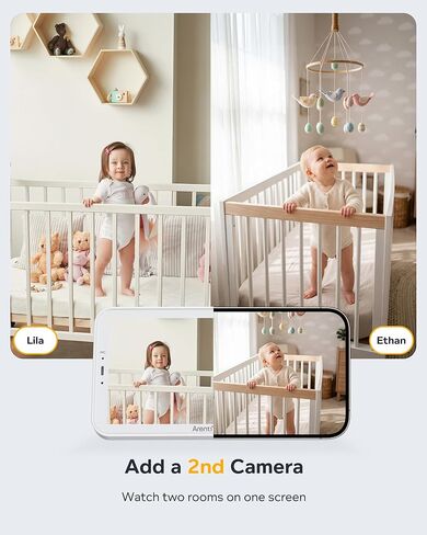 ARENTI Baby Monitor with 2 Cameras, Cry&Motion Detection, 2K Smart Baby Camera with 5'' Upgraded Wireless Display, 2 Way Audio, Super Night Vision, Lullabies, Breathing Light, Temp&Humidity Sensor in Saudi Arabia