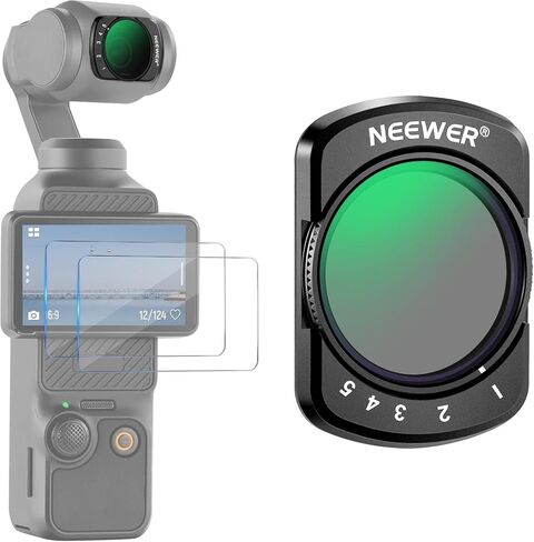 Neewer متغير ND Filter متوافق مع DJI Osmo Pocket 3 ملحقات التحرير والسرد Creator ، Magnetic ND2-32 الكثافة المحايدة قابلة للضبط مرشح عدسة الكاميرا in Saudi Arabia