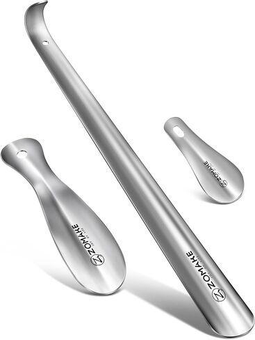 ZOMAKE Shoe Horn Metal,2-7.5" Long Shoe Horn & 1-4" Travel Shoe Horn for Men Women Kids - Small Shoe Helper,Shoe Spoon (3 PCS) in Saudi Arabia