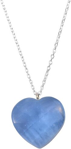 Thecraftman Natural Blue Opal Heart Necklace, Gemstone Pendant Necklace, Genuine Gemstone, Birthstone, Gift for Her, Healing Stone, 18 Inch in Saudi Arabia