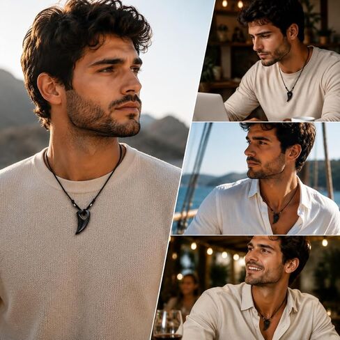 Urban Jewelry Men's Black 316l Stainless Steel Alpha Spear Wolf Teeth Pendant Chain Necklace in Saudi Arabia
