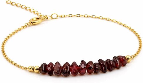 سوار من رقائق العقيق الطبيعي من Gempires، كريستال شفاء، سوار من الخرز الخام المطلي بالذهب، سلسلة قابلة للتعديل 7+1 بوصة (العقيق) in Saudi Arabia