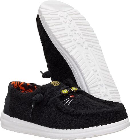 HEYDUDE Women’s Wendy Black Cat | Halloween Shoes for Women, Cozy Sherpa Slip-On Loafers with Cute Cat Ears & Face | Lightweight Comfortable Casual Fall Footwear for Women & Girls in Saudi Arabia