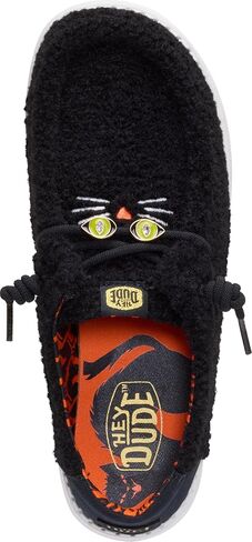 HEYDUDE Women’s Wendy Black Cat | Halloween Shoes for Women, Cozy Sherpa Slip-On Loafers with Cute Cat Ears & Face | Lightweight Comfortable Casual Fall Footwear for Women & Girls in Saudi Arabia
