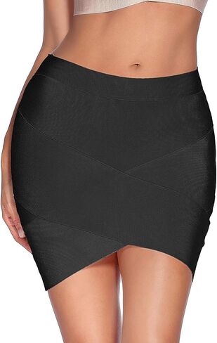 meilun Women's Rayon Bandage Bodycon Mini Skirt in Saudi Arabia
