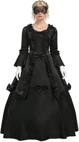 BPURB Victorian Costume Dress Bowknot Rococo Ball Gown Dress with Hoop Skirt in Saudi Arabia