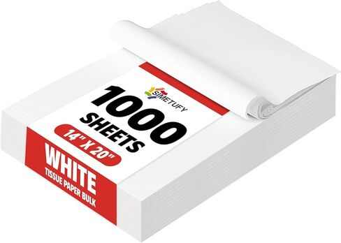 Simetufy 1000 ورقة مناديل بيضاء كبيرة الحجم، 14 بوصة × 20 بوصة ورق تغليف للتحرك، ورق تغليف الهدايا لتغليف عيد الأم وحفلات الزفاف وأعياد الميلاد وديكور الحرف اليدوية in Kuwait