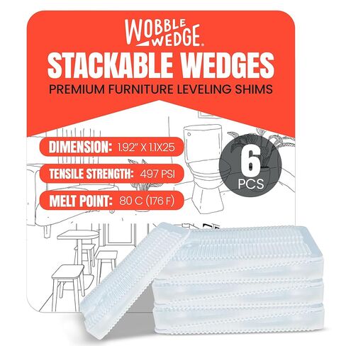 حشوات بلاستيكية مرنة من Wobble Wedges، 75 عبوة - صُنعت في الولايات المتحدة الأمريكية - حشوات متعددة الأغراض لتحسين المنزل والعمل - إسفين بلاستيكي، حشوات طاولة للتسوية، حشوات المرحاض ومستويات الأثاث - شفاف in Kuwait