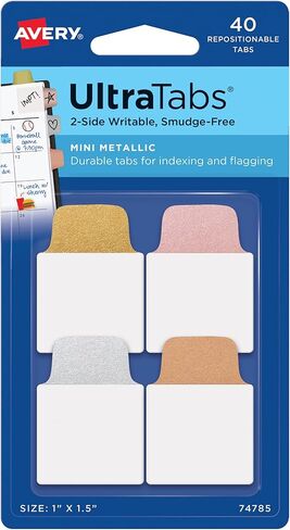 Avery Mini Ultra Tabs, 1" x 1.5", 2-Side Writable, Assorted Neon Colors, 40 Repositionable Tabs (74759) in Saudi Arabia
