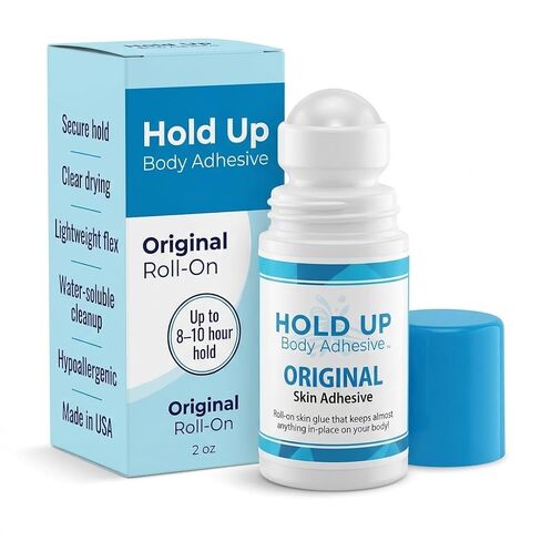 Hold Up Body Adhesive Original - Roll On Skin Adhesive for Compression Stockings, Socks, Clothing, Costume, Fashion, Dance - Hypoallergenic & Skin-Friendly Formula, Safe for Daily Use - 2 oz. Bottle in Saudi Arabia
