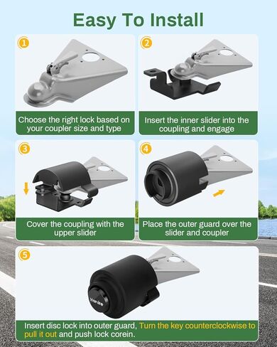 Trailer Locks Fit 2-5/16 Inch Trailer Coupler, Heavy Trailer Coupler Lock, Upgrade Anti-Theft Structural Coupler Lock, Security Trailer Tongue Locks, Camper Accessories for RVS,Boats,Trucks,Trailers in Saudi Arabia