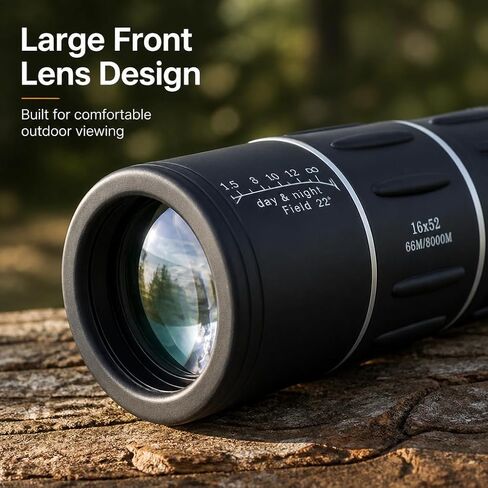 أحادي 12 × 52 - HD BAK4 PRISM مقاوم للماء للرجال نساء ، والسفر المشي لمسافات طويلة (أسود) in Saudi Arabia