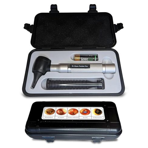 【Lifetime Warranty】4th Generation Doctor Mom LED Pocket Pro Otoscope with both Adult and Pediatric Disposable Specula Tips, Battery, and Protective Hard Plastic Case in Kuwait