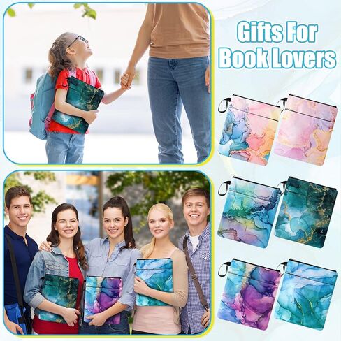 6 Pcs Book Sleeve with Zipper Book Covers for Paperbacks, Book Protector Hardcover Marble Printed Pouch Bags for Book Lovers Teacher Student Gifts, Medium 11 x 8.7 Inch (Quicksand with Glitter) in Saudi Arabia