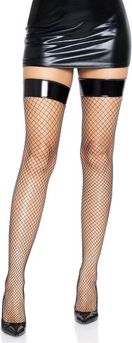 حذاء Leg Avenue للسيدات ذو شبكة صيد السمك، جزء علوي من الفينيل الأسود، مقاس واحد in Saudi Arabia