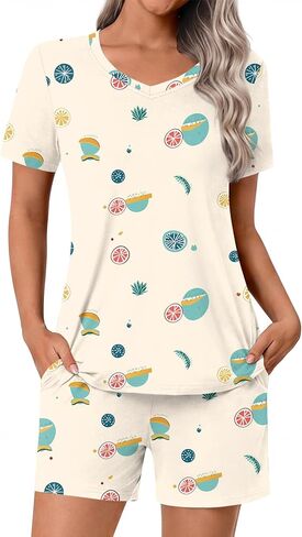 syoss Women's Summer Casual 2 Piece Pajama Sets, Loungewear Sleepwear Ladies Pjs Sets with Pockets in Saudi Arabia
