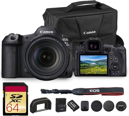 Canon EOS R5 Mark II Mirrorless Camera with RF 24‑105mm f/4 L is USM Lens | 45 MP Full‑Frame CMOS, 8K RAW/4K 120p Video, Dual Pixel CMOS AF II, 8‑Stop Image Stabilization with Bag and 64GB Card in Saudi Arabia