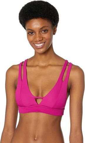 Becca by Rebecca Virtue Fine Line Rib Elaine Split Strap Halter Bra Top in Saudi Arabia