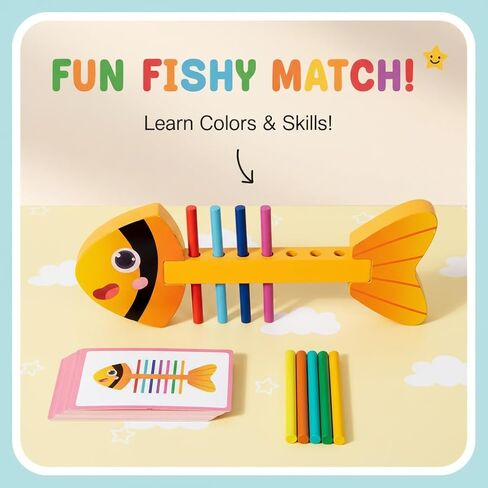 Fine Motor Training Color Matching Toys Fishbone Montessori Teaching Aids Young Children Kindergarten Early Education Toys in Saudi Arabia
