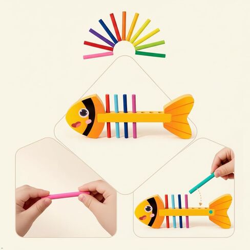 Fine Motor Training Color Matching Toys Fishbone Montessori Teaching Aids Young Children Kindergarten Early Education Toys in Saudi Arabia