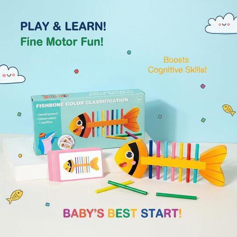 Fine Motor Training Color Matching Toys Fishbone Montessori Teaching Aids Young Children Kindergarten Early Education Toys in Saudi Arabia