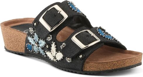 Azura Women's MIRAFLORES Hook and Loop Sandal – Beaded, Jeweled Cork Wedge with Adjustable Fit in Saudi Arabia