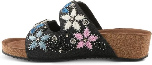 Azura Women's MIRAFLORES Hook and Loop Sandal – Beaded, Jeweled Cork Wedge with Adjustable Fit in Saudi Arabia