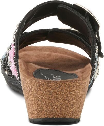 Azura Women's MIRAFLORES Hook and Loop Sandal – Beaded, Jeweled Cork Wedge with Adjustable Fit in Saudi Arabia