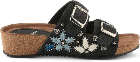 Azura Women's MIRAFLORES Hook and Loop Sandal – Beaded, Jeweled Cork Wedge with Adjustable Fit in Saudi Arabia