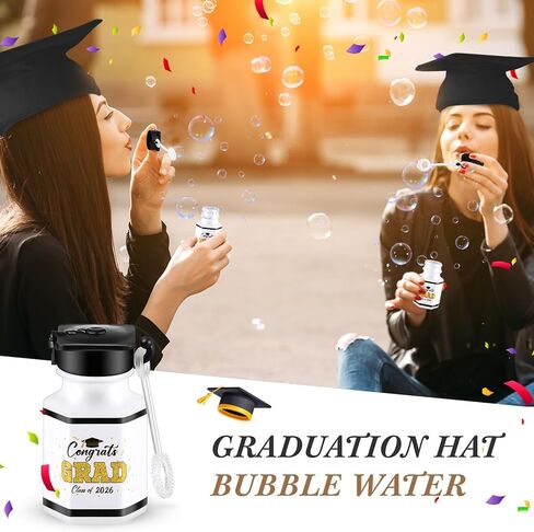 Lunmon 100 Pcs Graduation Bubble Bottles Mini Graduation Bubble Wands Bulk Graduation Toys for Congrats Grad Goodie Bags Filler Gift Graduation Ceremony Party Favors in Saudi Arabia