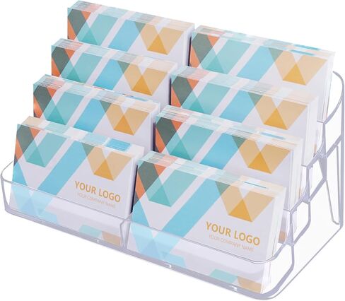 Clear Plastic Business Card Holder for Desk, Acrylic Business Card Organizer Desktop, 8 pocket Business Cards Display with 4 Tier for Office in Saudi Arabia