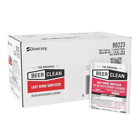 Diversey-90223 Beer Clean Last Rinse Glass Sanitizer, .25oz Powder Packet (100 Pack) in Kuwait