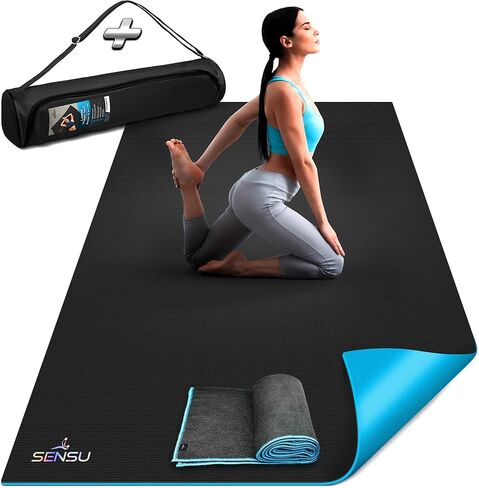 Sensu Large Yoga Mat - 6’ x 4’ x 9mm Extra Thick Exercise Mat for Yoga, Pilates, Stretching, Cardio Home Gym Floor, Non- Slip Anti Tear Eco-Friendly Workout Mat - Use Without Shoes in Saudi Arabia