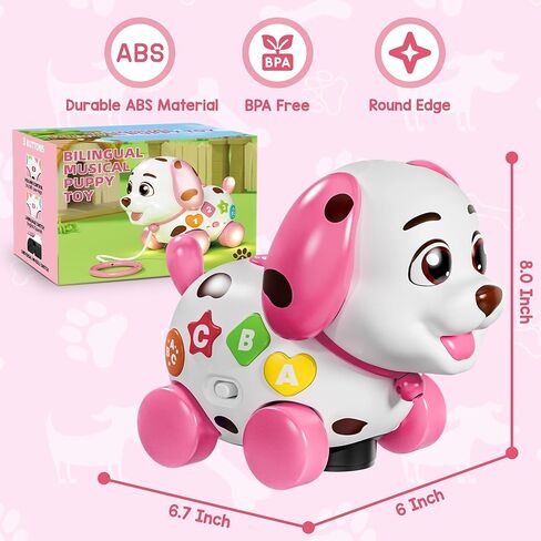 Musical Toys for 1 Year Old Girl Gifts, Baby Toy 6-12-18 Months, First 1st Birthday Girl Boy Gifts for 1 Year Old Boy Toy, Bilingual Learning Educational Puppy for 7 8 9 10 Months Presents in Saudi Arabia