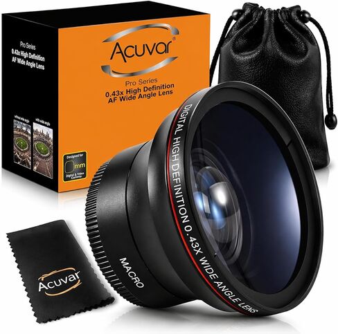 Acuvar MM 0.43x Professional HD Wide Angle Camera Lens with Macro Portion DSLR Cameras – Wide Angle, Macro, Photo, Video Lens (72MM) in Saudi Arabia
