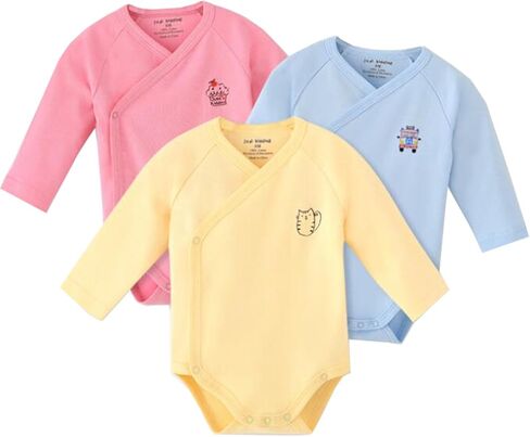 Baby Boys Girls Long Sleeves Kimono Bodysuit Cotton Baby Side-Snap Clothes Pack of Baby Layette Set in Saudi Arabia